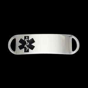 Medical Alert Bracelet ID Tags with Black Medical Symbol on Stainless Steel Custom Engraved Plate