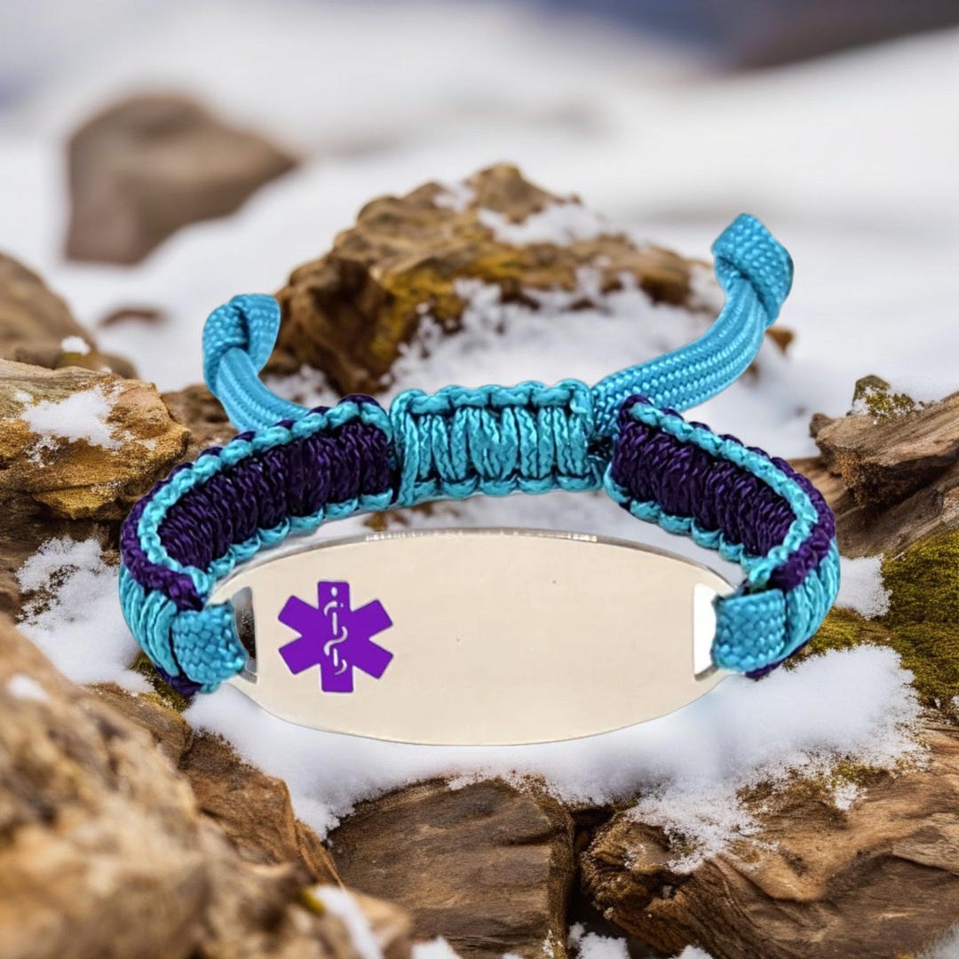 Adjustable Medical Alert Bracelet | Micro Paracord Bracelet With Oval ...