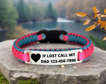Personalized Emergency Contact Micro Paracord Bracelet – If Lost Bracelet for Kids, Teens & Adults