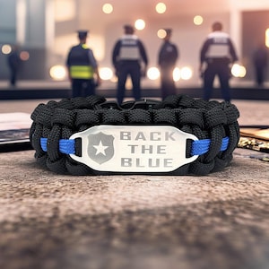 Back the Blue Paracord Bracelet – Thin Blue Line Police Support Gift