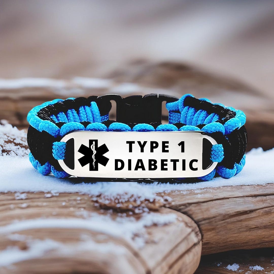 Diabetic Medical Alert Bracelet for Kids or Adults – Thin 275 Paracord ...