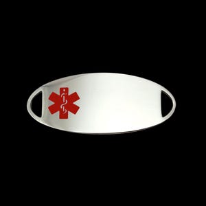 Medical Alert Bracelet ID Tags with Red Medical Symbol on Stainless Steel Custom Engraved Plate