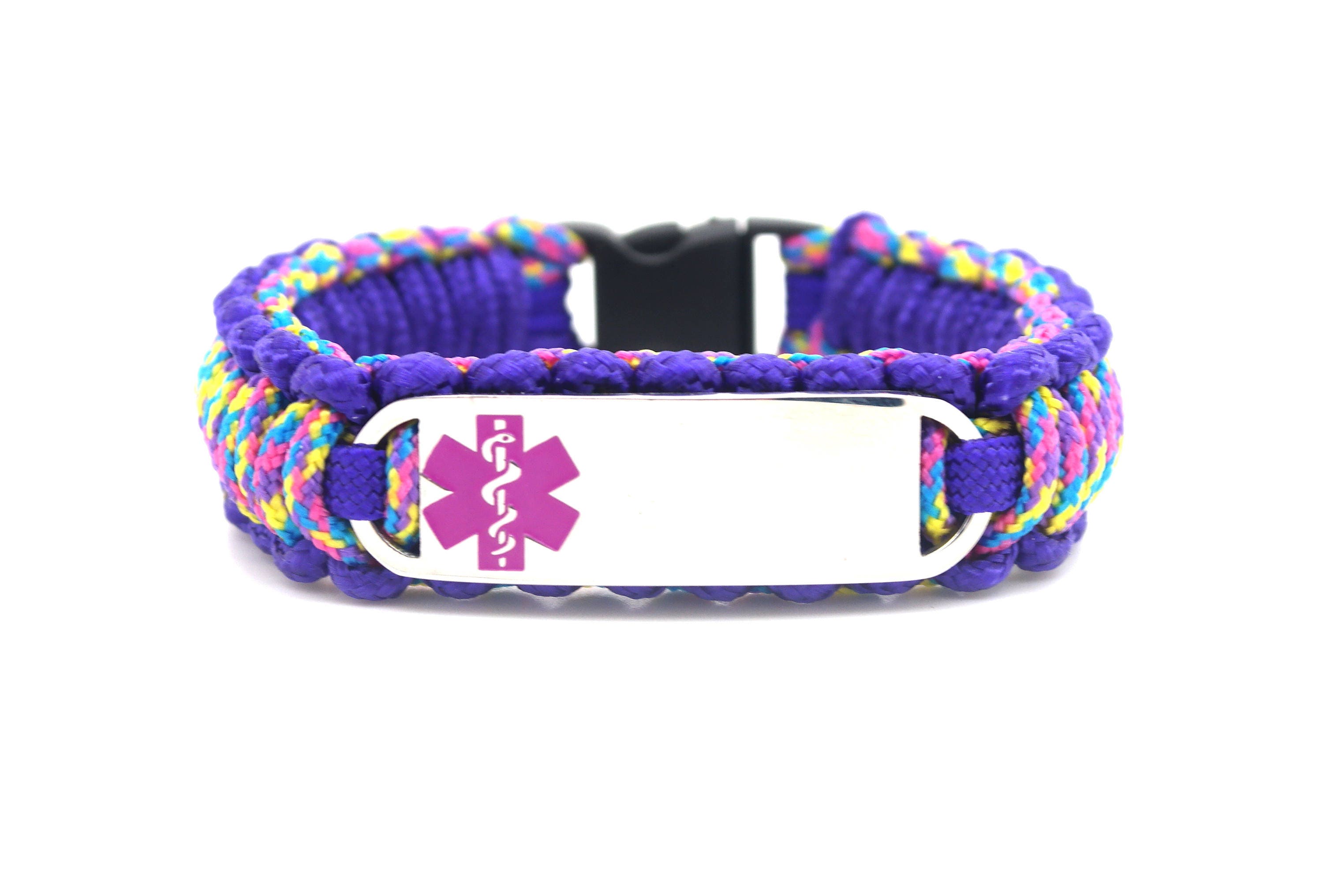Personalized Thin Kids Medical Alert ID Paracord Bracelet w/ Stainles…