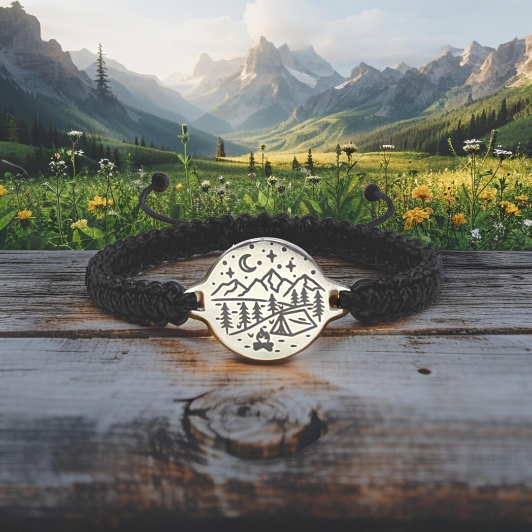 Hiking Bracelet – Personalized Mountain Camping Adjustable Macrame ...