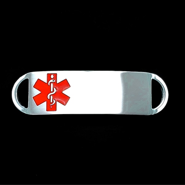 Personalized Engraved Stainless Steel Red Medical ID Tags - Perfect for Custom Medical ID Jewelry - Includes Free Engraving