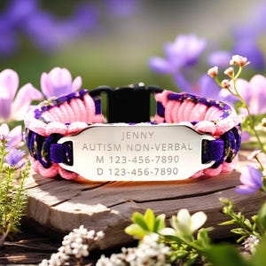Lost Child Safety 275 Paracord Bracelet - Medical and Contact Info Engraved - Great for Vacations