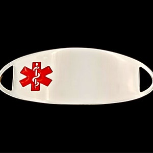 Personalized Engraved Red Stainless Steel Oval ID Tags - Perfect for Custom Medical ID Jewelry - Includes Free Engraving