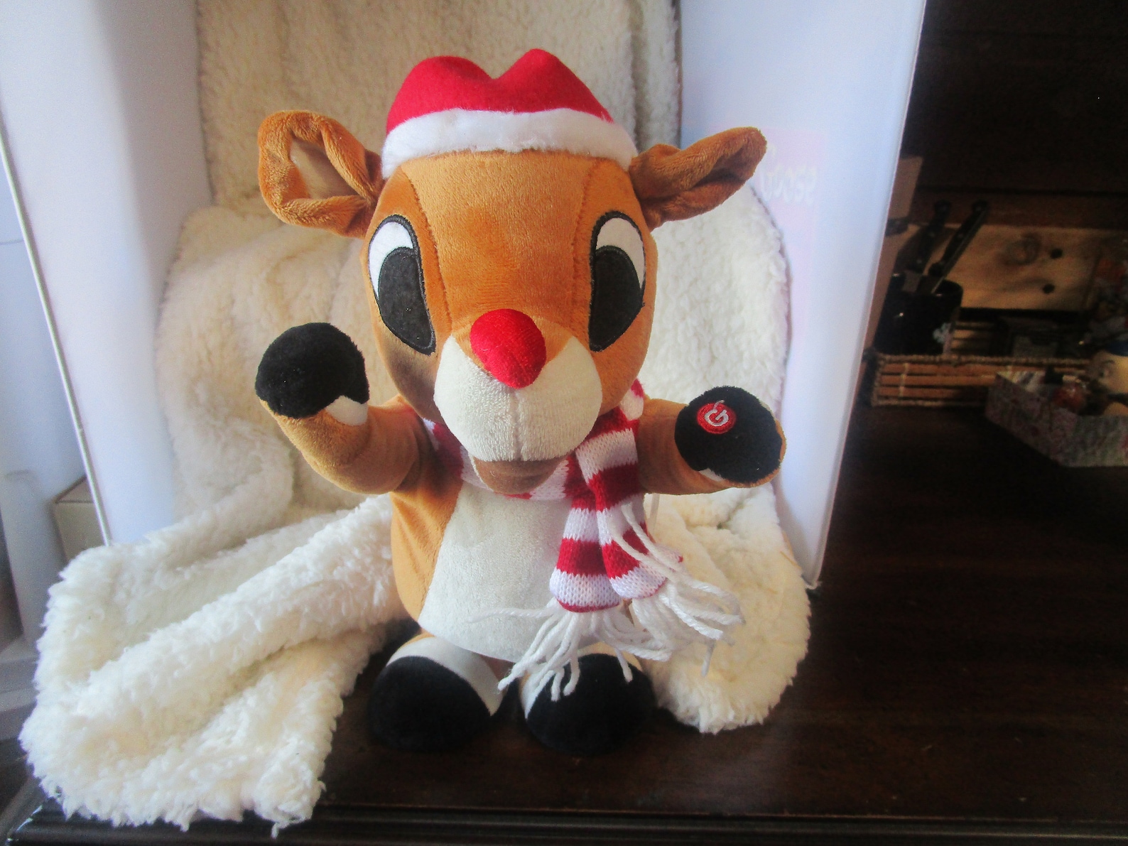 New Rudolph Reindeer Plush Sings Dances nose lights up | Etsy