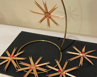 Hand Crafted Straw Star Ornaments, Set of 5