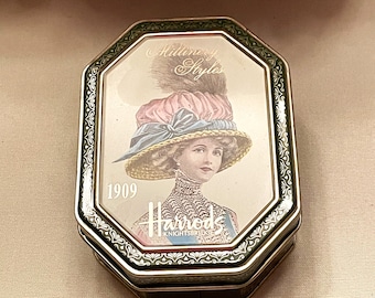 Harrods Vintage Candy Tin with 1909 Millenery Style