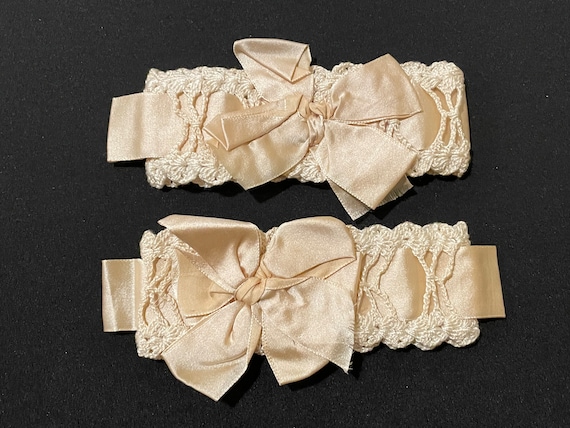 Vintage Lace and Ribbon Wedding Garters - image 1