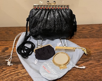 Judith Lieber Genuine Snake Skin Black Semi Precious Jewel Adjustable Belt Judith Leiber Women main image 3