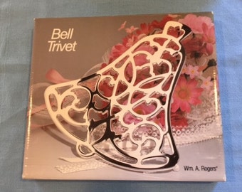 Vintage Wm A Rogers Silverplate Bell Trivet, Wedding Bell, Silver Anniversary Bell