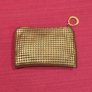 Vintage Gold Mesh Zipper Clutch Evening Bag or Cosmetic Bag, Circa 1940s