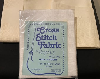 14 Count Aida Cloth: White & Ecru Cross Stitch Fabric
