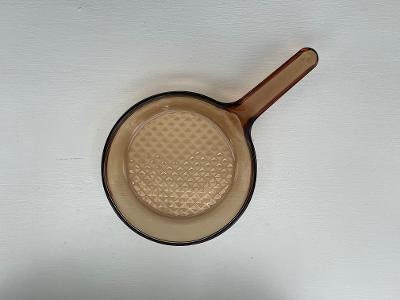 Corning Vision Ware 7 Inch Fry Frying Pan Skillet Waffle Bottom Amber Glass
