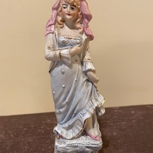 Antique Hand Painted Porcelain Elegant Woman Figurine