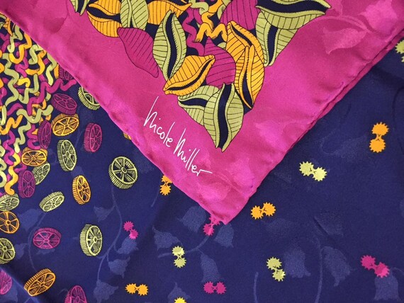 Nicole Miller Large Square Silk Scarf with Pasta P