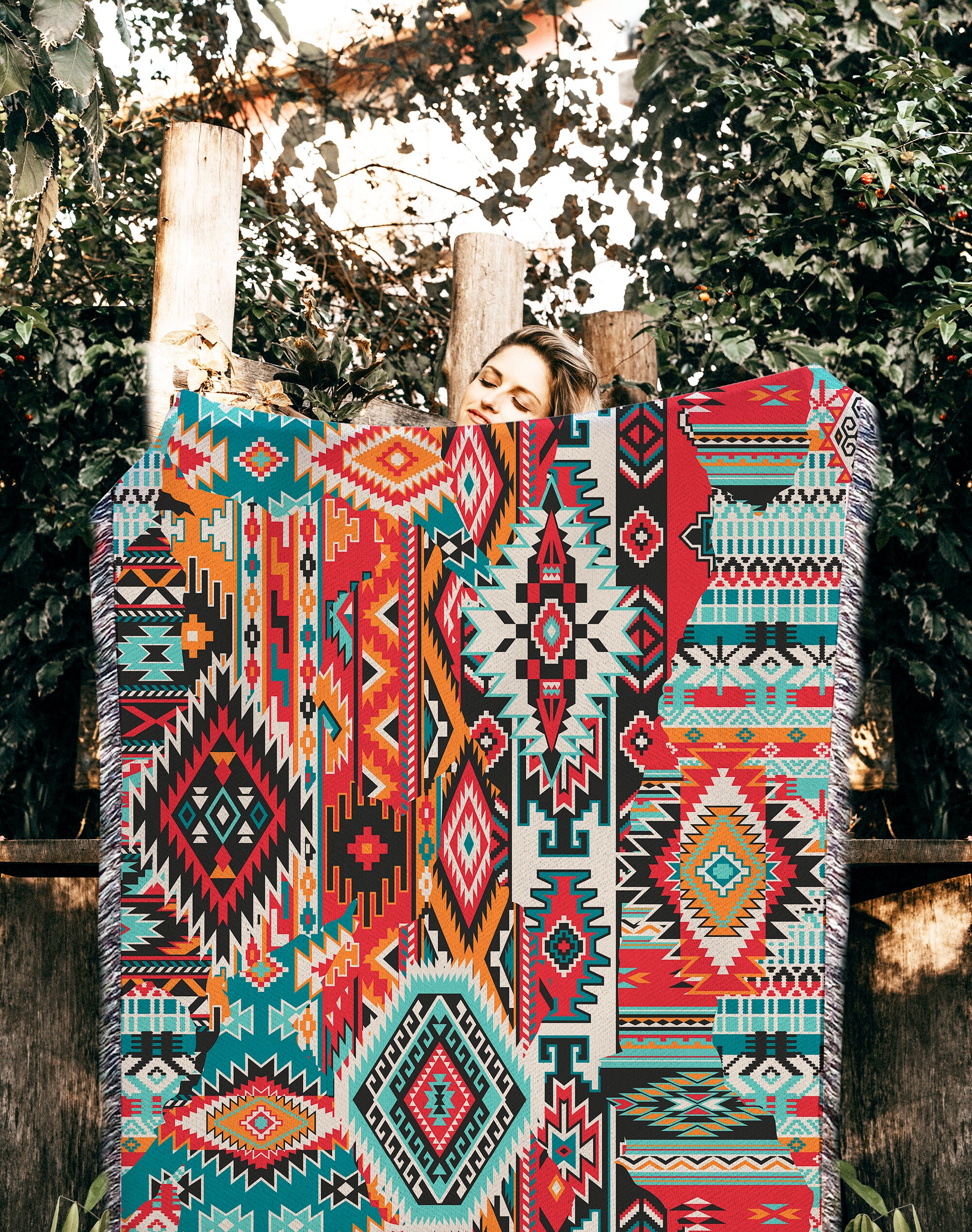 Southwest Tapestry Blanket Native American Inspired Pattern Etsy