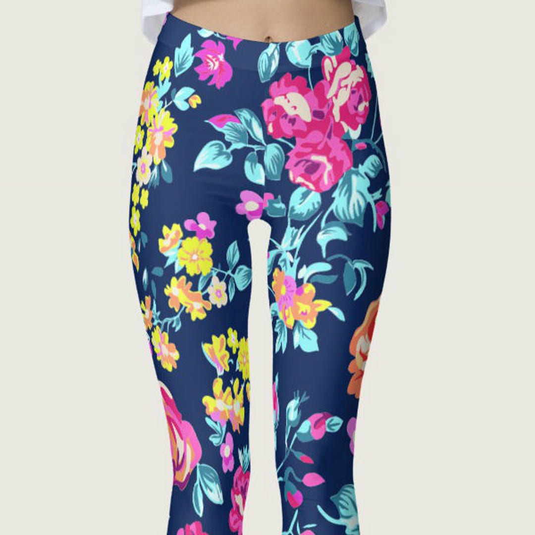 Ladies Leggings, Flower Leggings, Rainbow Flower Leggings, Pattern
