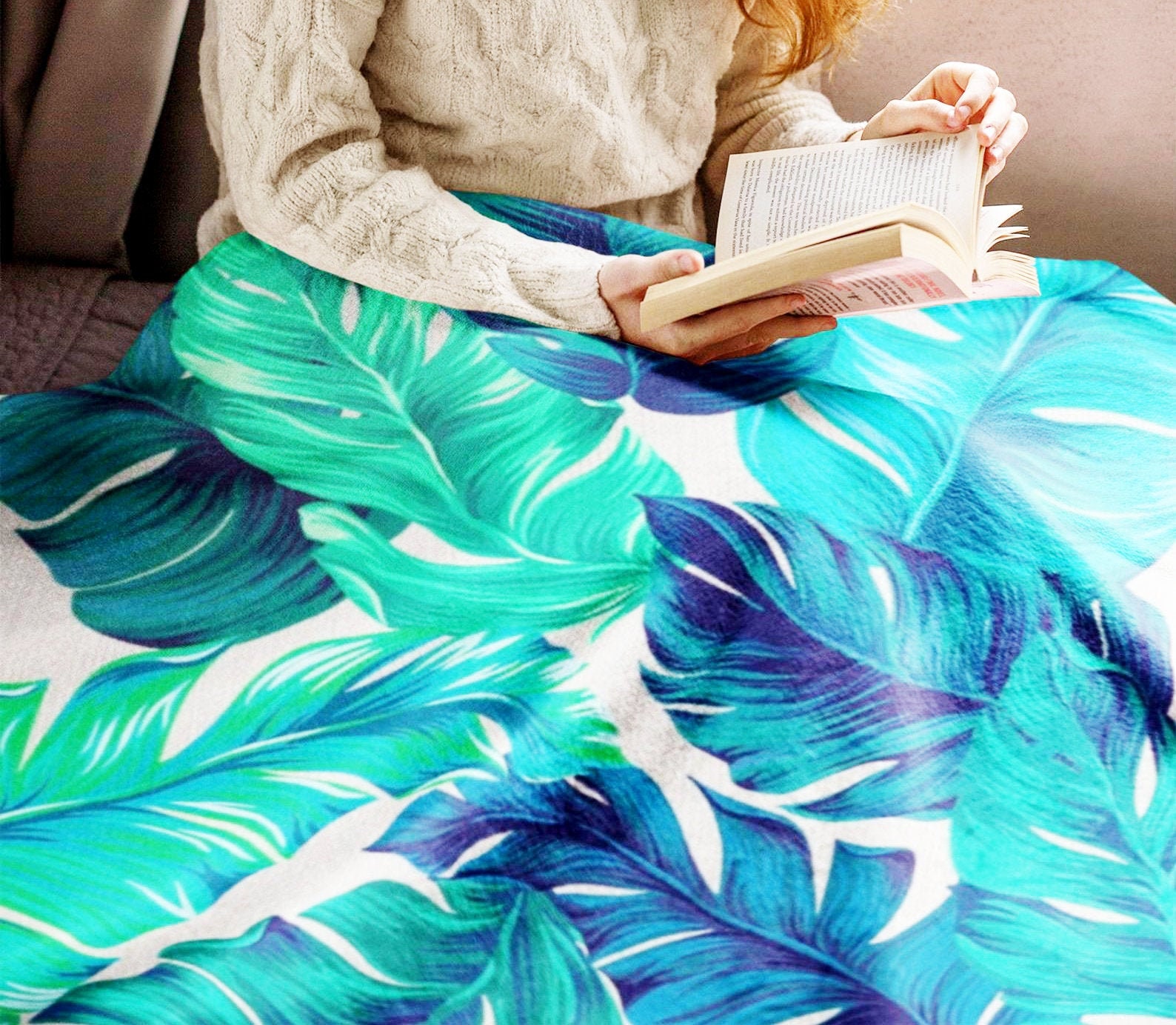 Palm Leaf Blanket Tropical Banana Leaf Woven Cotton Throw Etsy
