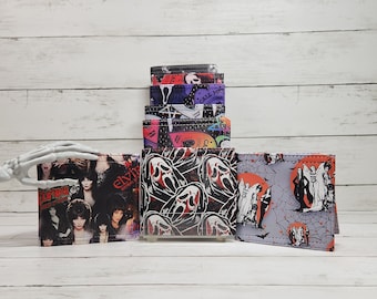 Gothic bi-fold wallets, Horror-themed wallets, Handmade one-of-a-kind wallet, Women of horror, Slasher movie, monster bride, Spooky, Macabre