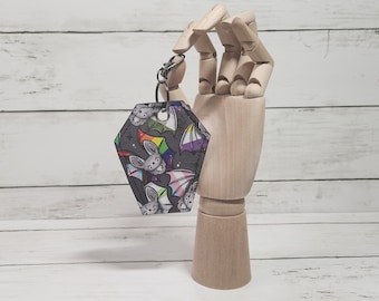 Pride bats keychains, Handmade coffin keychains, Pride keychains, Pride flag keychains, Gothic key accessories, Spooky, Pride flag bats