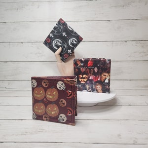 Carteras góticas plegables, Carteras con temática de terror, Carteras únicas hechas a mano, Niño calabaza, Película de terror, Vampiros, Escalofriante, Macabro