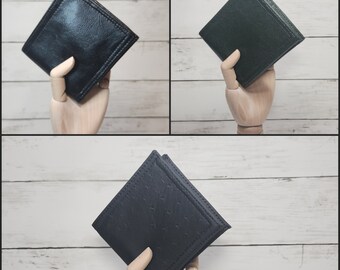 Faux leather Bi-fold wallets, Handmade one of a kind leather like wallets, Rustic faux leather, Faux ostrich leather, Gift for him