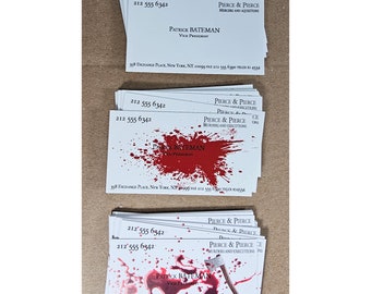 Patrick Bateman Business Cards - Regular and Bloody Axe American Psycho Quality Halloween Costume Prop