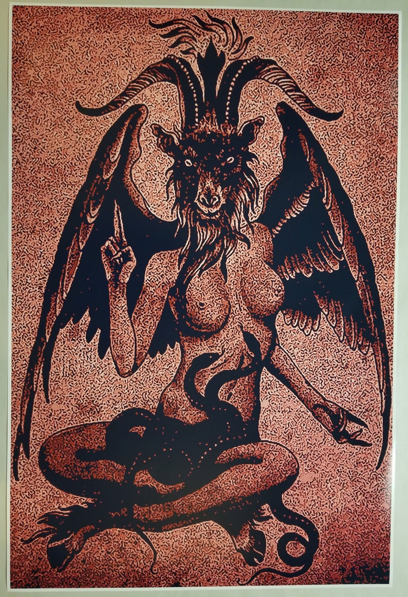 Baphomet Goat Satanic Worship Poster Red Evil Art Devil hell image 1.