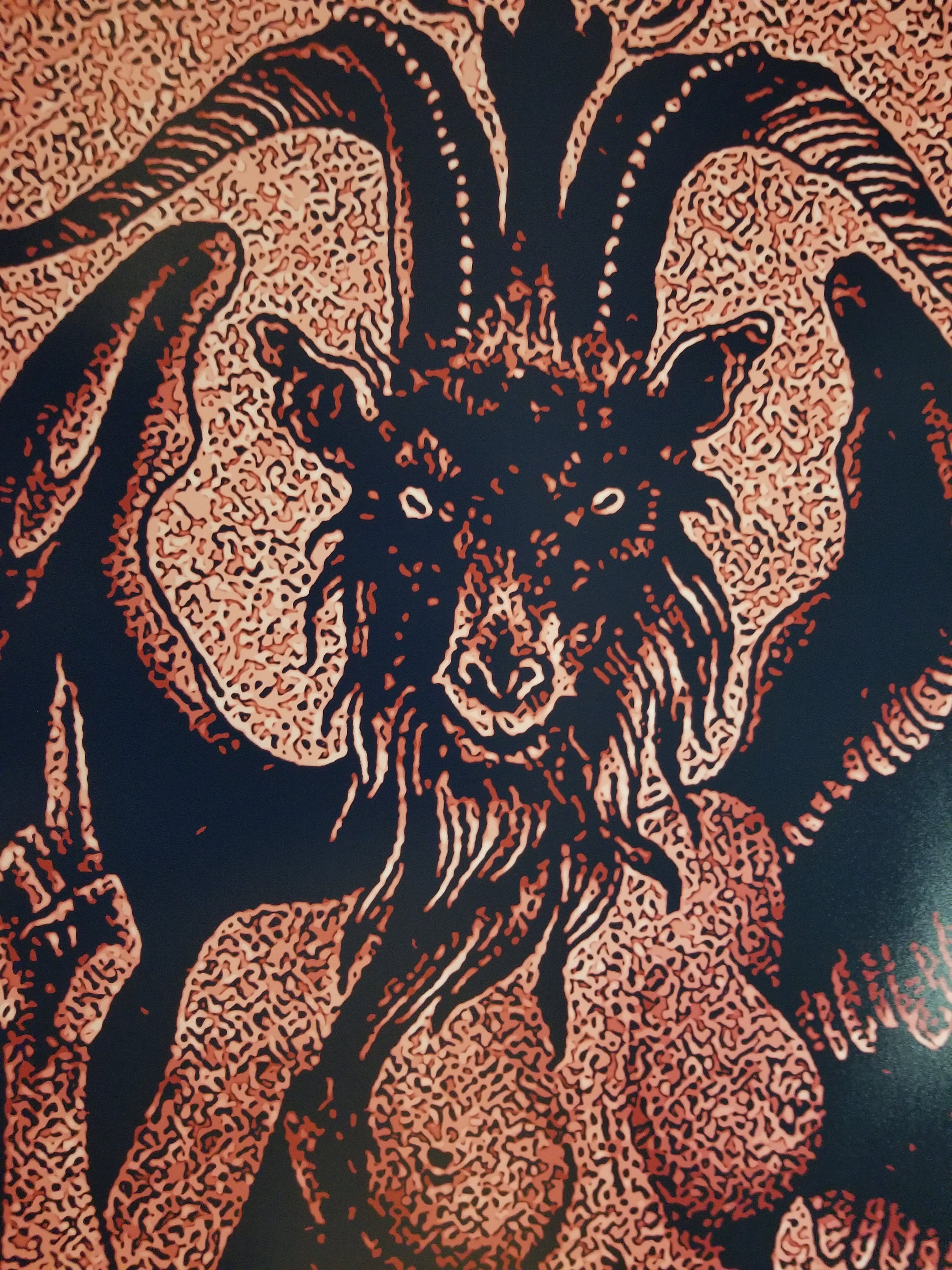 Baphomet Goat Satanic Worship Poster Red Evil Art Devil hell Etsy