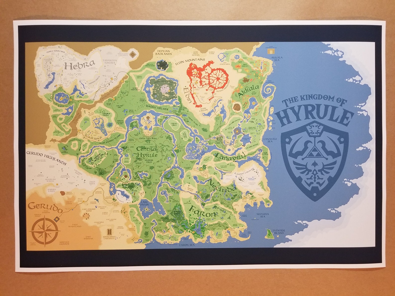 Zelda Breath of the Wild Map Poster Print Nintendo Video Game Etsy