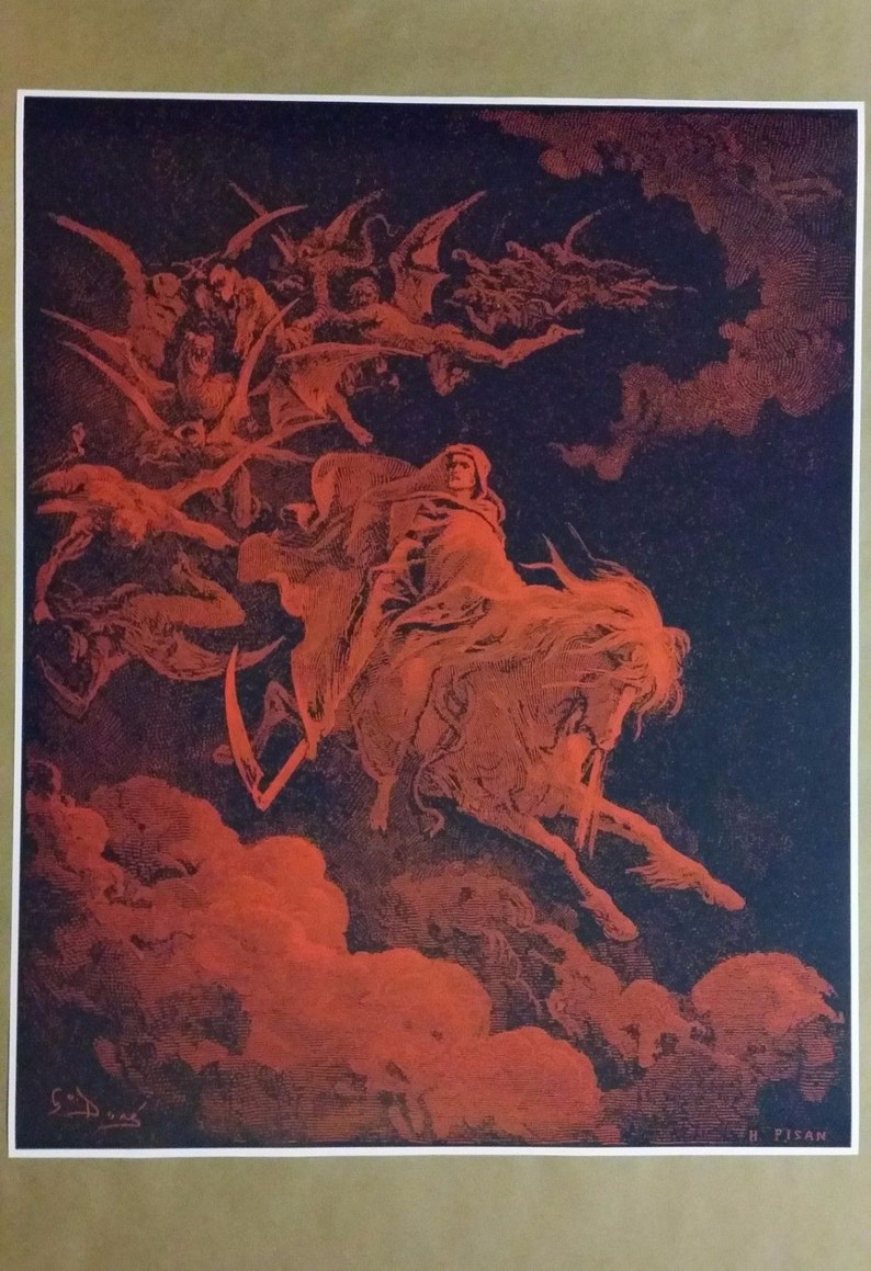 Red Death on a Pale Horse from 30 x 24 Poster Print Gustave Dore Evil Death Grim Reaper