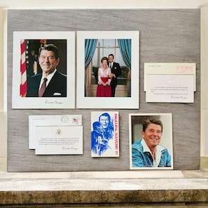 President Ronald Reagan Memorabilia Collection, Photos, Cards, Inaugural Souvenir, White House Postmarked Envelopes