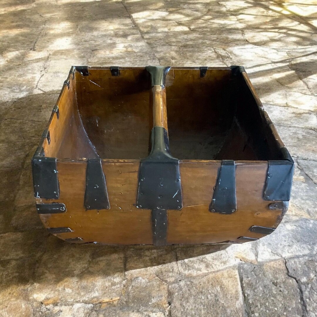 Antique Asian Chinese Harvest Rice Bucket Basket With Handle, Large ...