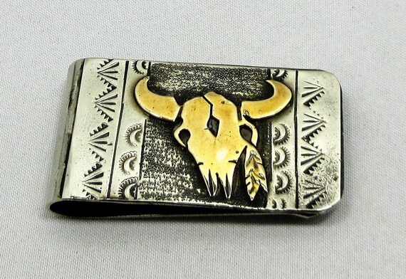 Money Clip, Gold Filled, Skull, Signed, Stamped, S