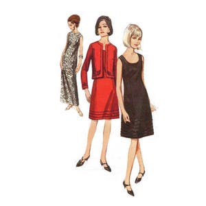 Semi-fitted A-Line Dress with length variations and jacket - 1960s Complete Original Butterick Pattern #3753