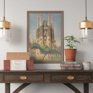 Vintage Spain Travel Art: Sagrada Familia Poster - Retro Print for Wall Art, Home Décor and Gift Ideas in A6, A5, A4, A3 Sizes
