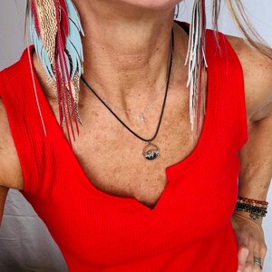 Feather Earrings Faux Leather