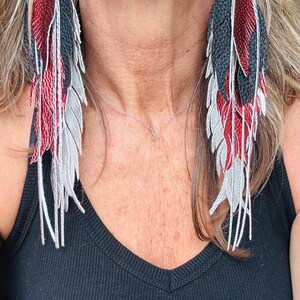 Feather Earrings Faux Leather