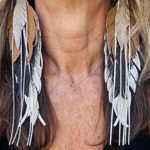 Feather Earrings Faux Leather
