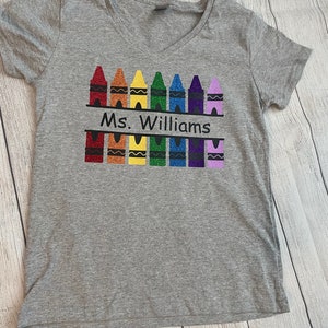 Teacher name shirt - teacher gift - Crayon teacher shirt