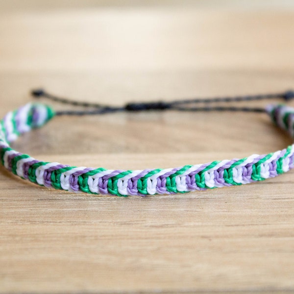 Genderqueer pride square knot bracelet or anklet || LGBTQA+ jewelry