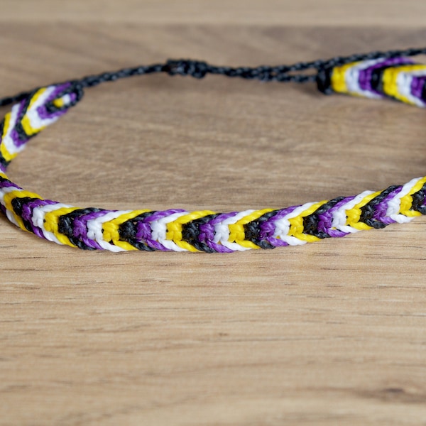 Non Binary pride Square knot Bracelet or anklet || LGBTQA+ jewelry