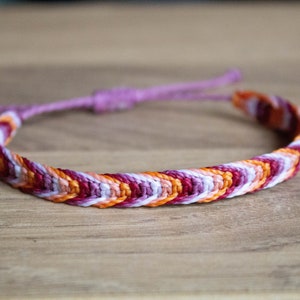 Orange Lesbian pride square knot bracelet or anklet || LGBTQA+ jewelry