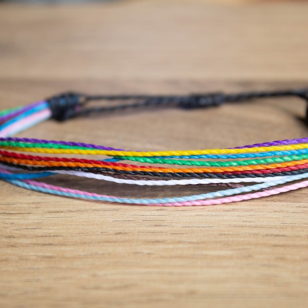 LGBTQA+ progress pride loose layered  Bracelet or anklet