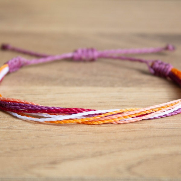 Orange Lesbian pride loose layered bracelet or anklet || LGBTQA+ jewelry