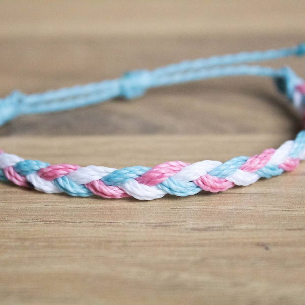 Transgender pride braided bracelet or anklet || LGBTQA+ jewelry