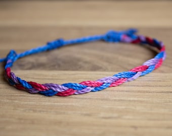 Bisexual braided pride bracelet || LGBTQA+ bracelet